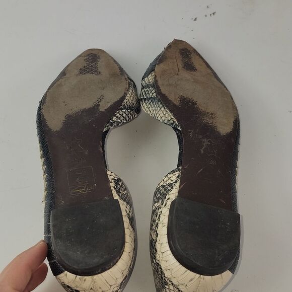 Tory Burch Snakeskin D'Orsay Woven Leather Flats - Picture 14 of 15
